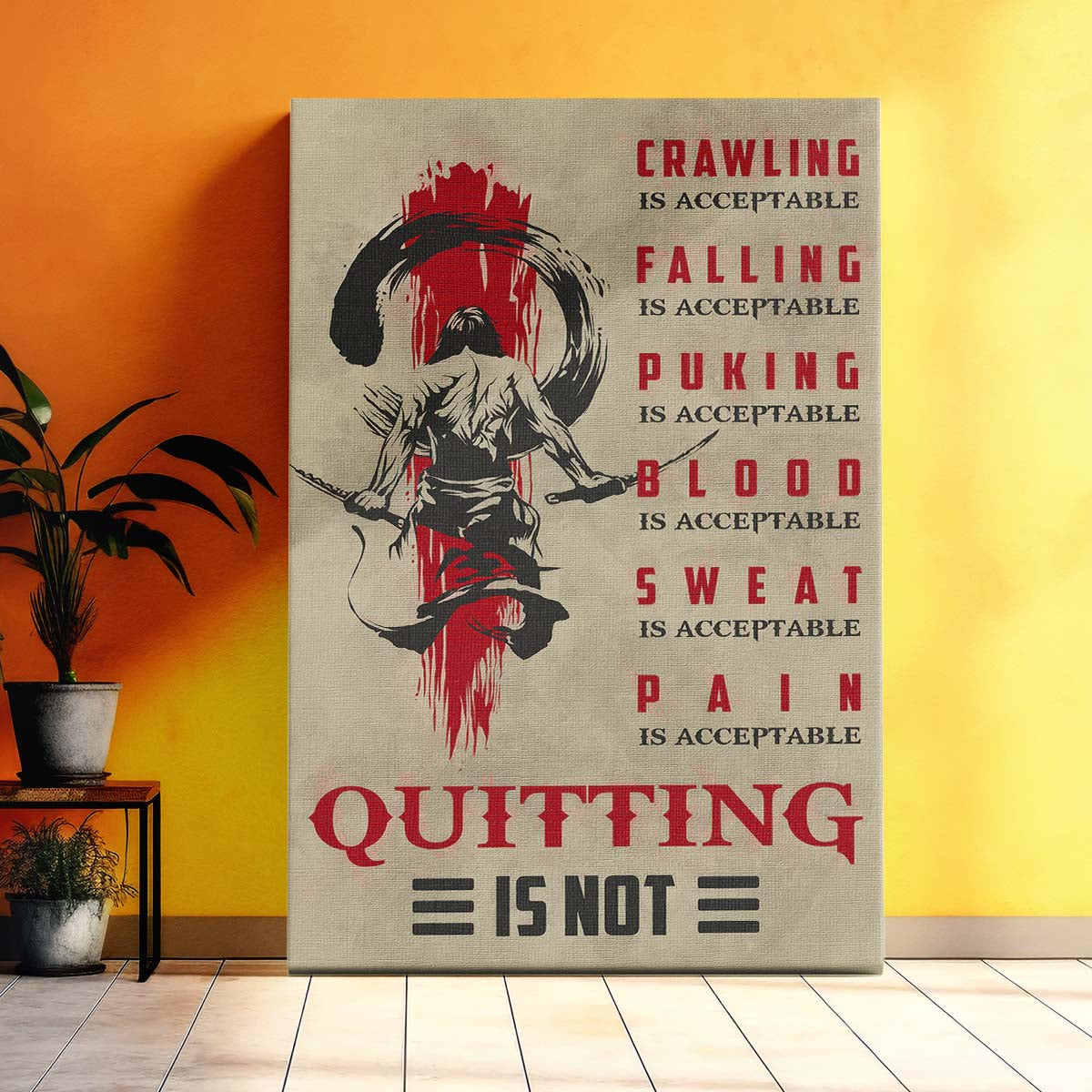 Samurai Wall Art - Samurai Poster - Samurai Canvas - Quitting Is Not - SA083 - Vertical Poster - Vertical Canvas