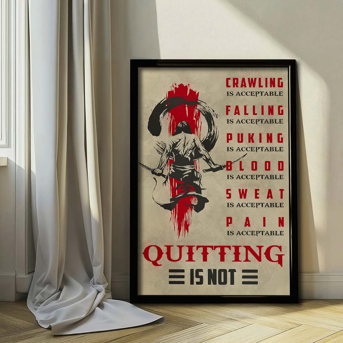 Samurai Wall Art - Samurai Poster - Samurai Canvas - Quitting Is Not - SA083 - Vertical Poster - Vertical Canvas