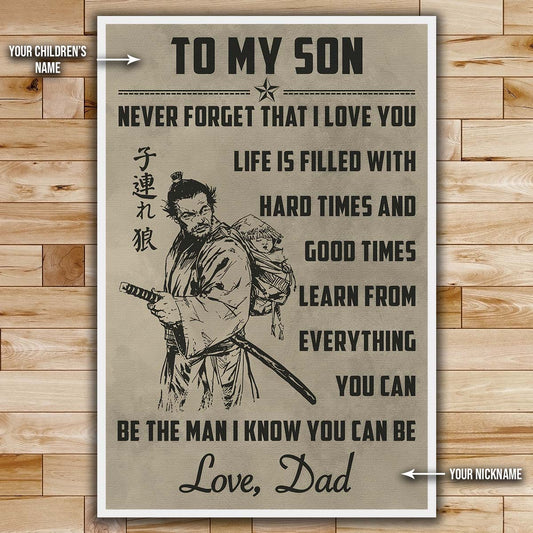 Samurai Wall Art - Samurai Poster - Samurai Canvas - To My Son - SA081 - Vertical Poster - Vertical Canvas