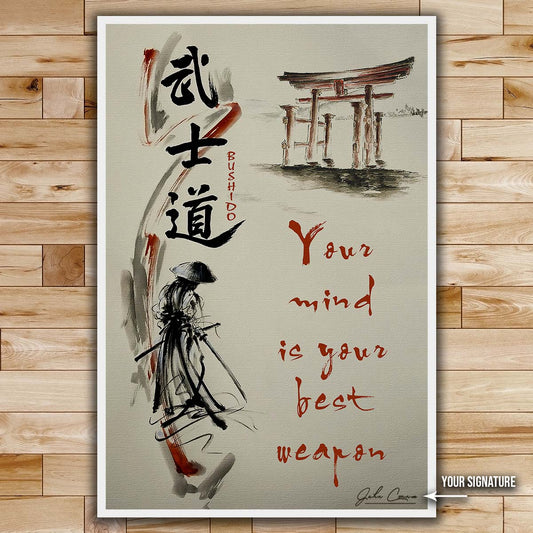 Samurai Wall Art - Samurai Poster - Samurai Canvas - Your Mind Is Your Best Weapon - SA076 - Vertical Poster - Vertical Canvas