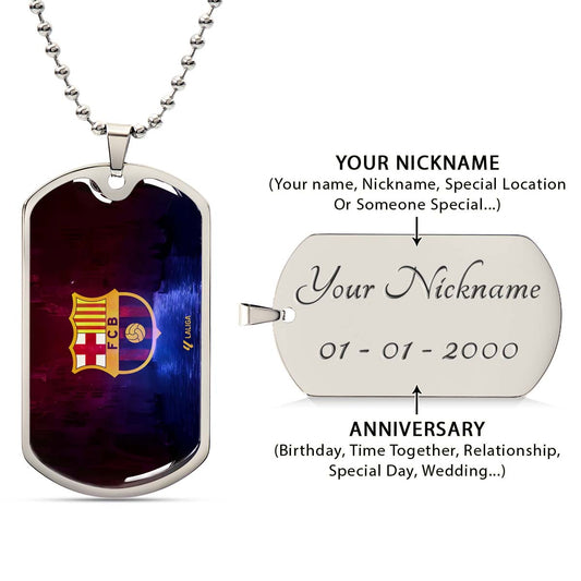 Soccer - SCD025 - Special Tide FC Barcelona - FCB - Soccer Dog Tag - Military Ball Chain - Luxury Dog Tag