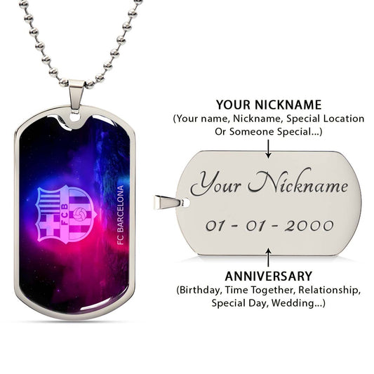 Soccer - SCD027 - FC Barcelona - FCB - Soccer Dog Tag - Military Ball Chain - Luxury Dog Tag