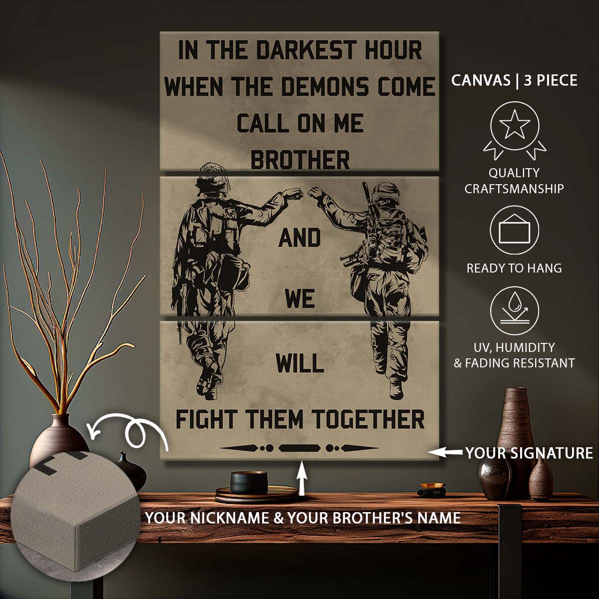 Soldier - 3 Piece Wall Art - SD001 - Call On me Brother - Army - Marine - Soldier Canvas