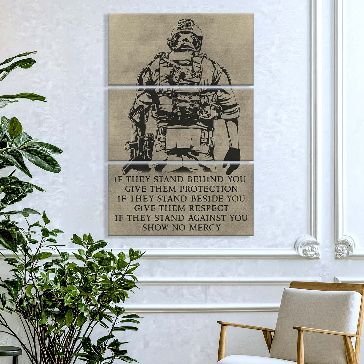 Soldier - 3 Piece Wall Art - SD018 - IF - Show No Mercy - Army - Marine - Soldier Canvas