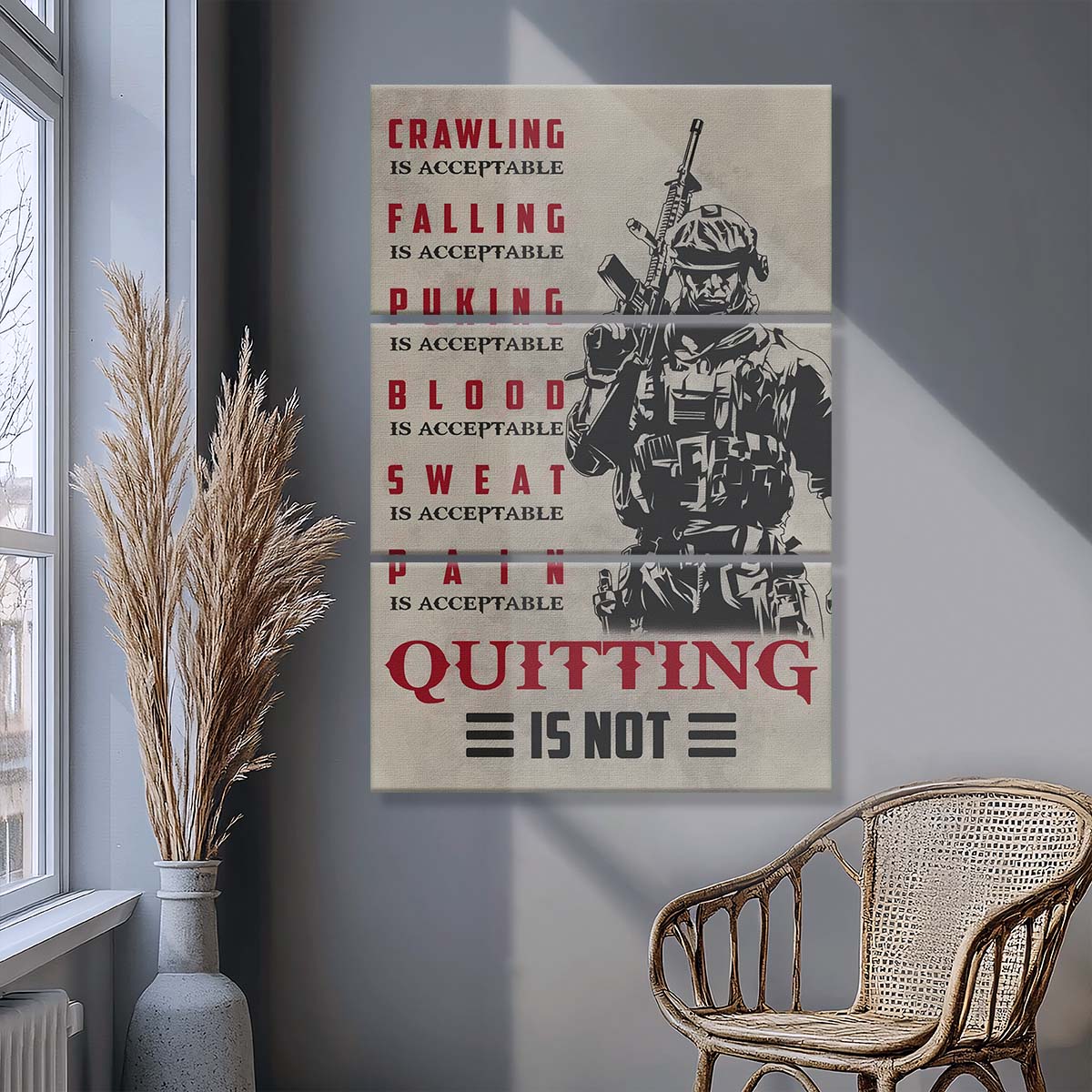 Soldier - 3 Piece Wall Art - SD032 - Quitting Is Not - Army - Marine - Soldier Canvas