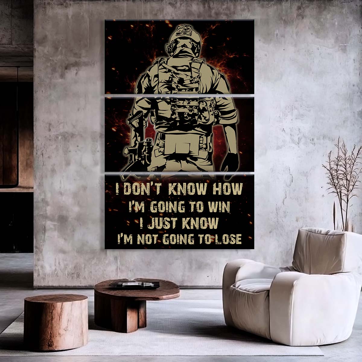 Soldier - 3 Piece Wall Art - SD037 - I'm Not Going To Lose - Army - Marine - Soldier Canvas