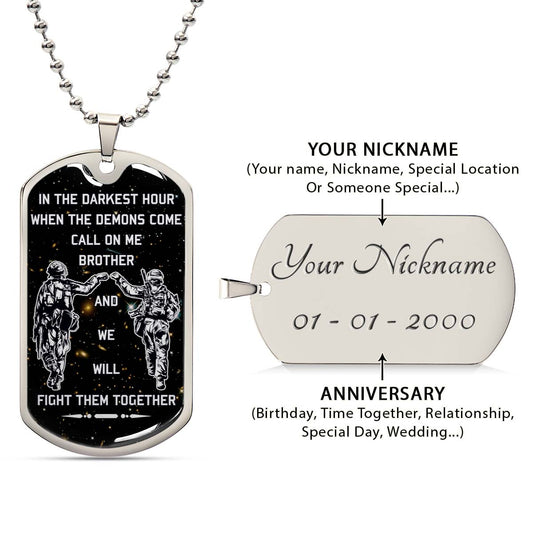 Soldier - SDDL002 - Call On Me Brother - Army - Marine - Soldier Dog Tag - Military Ball Chain - Luxury Dog Tag