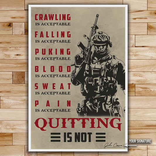 Soldier Wall Art - Soldier Poster - Soldier Canvas - Quitting Is Not - Army - Marine - SD032 - Vertical Poster - Vertical Canvas