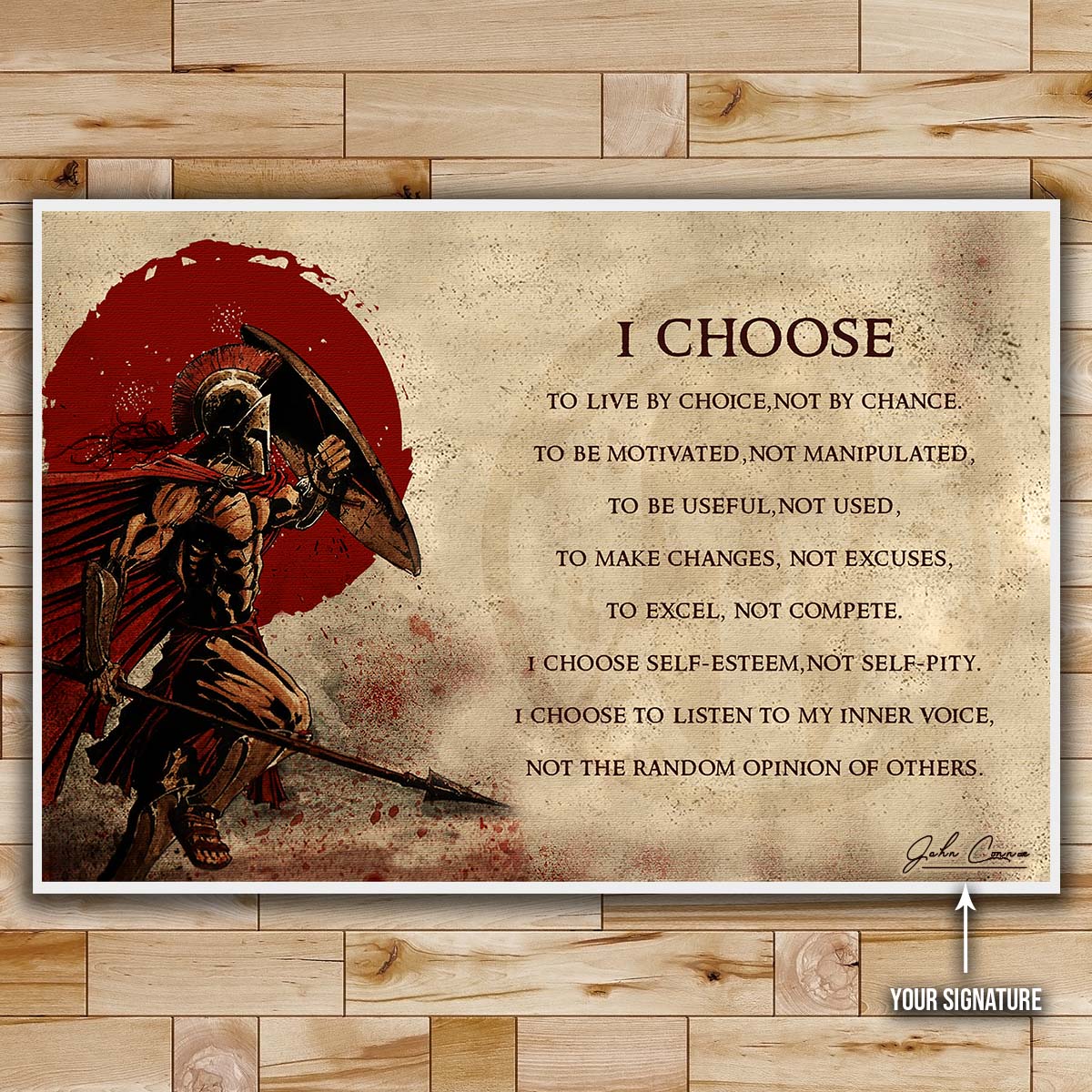 Spartan Wall Art - Spartan Poster - Spartan Canvas - I Choose - WA106 - Spartan Warrior - Horizontal Poster - Horizontal Canvas