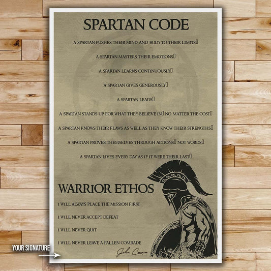 Spartan Wall Art - Spartan Poster - Spartan Canvas - Spartan Code - Warrior Ethos - WA068 - Spartan Warrior - Vertical Poster - Vertical Canvas