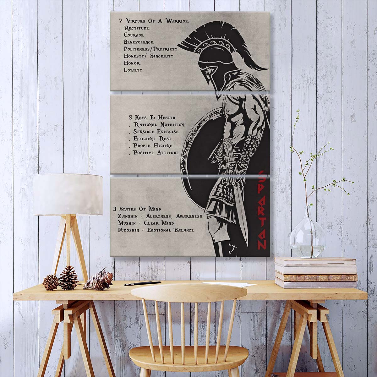Spartan Warrior - 3 Piece Wall Art - WA002 - 753 Code - Sparta - Leonidas - Gladiator - Spartan Warrior Canvas