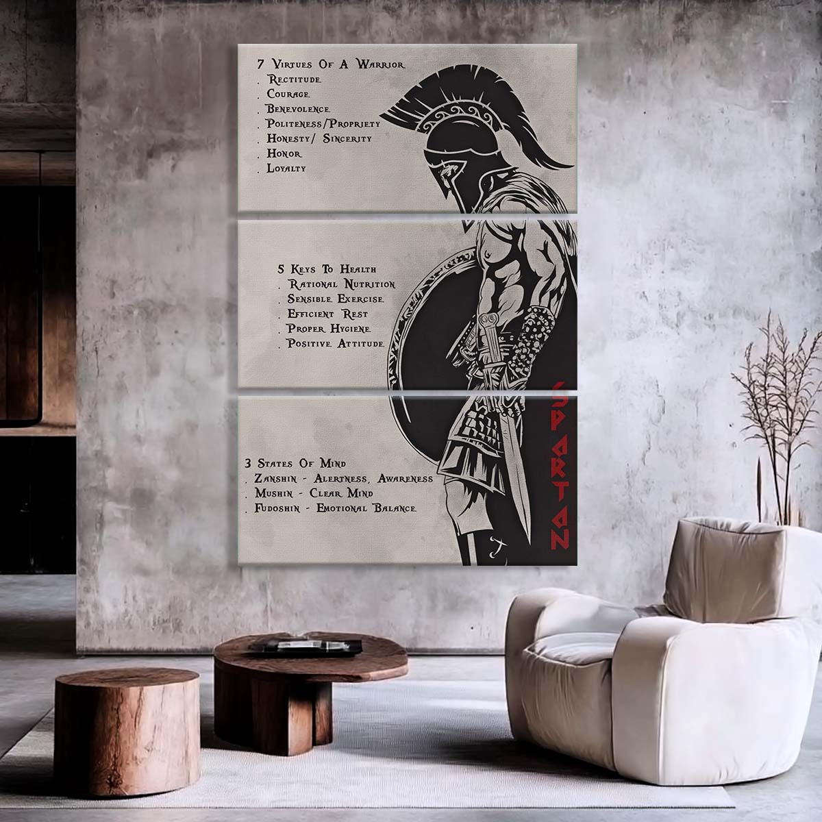 Spartan Warrior - 3 Piece Wall Art - WA002 - 753 Code - Sparta - Leonidas - Gladiator - Spartan Warrior Canvas