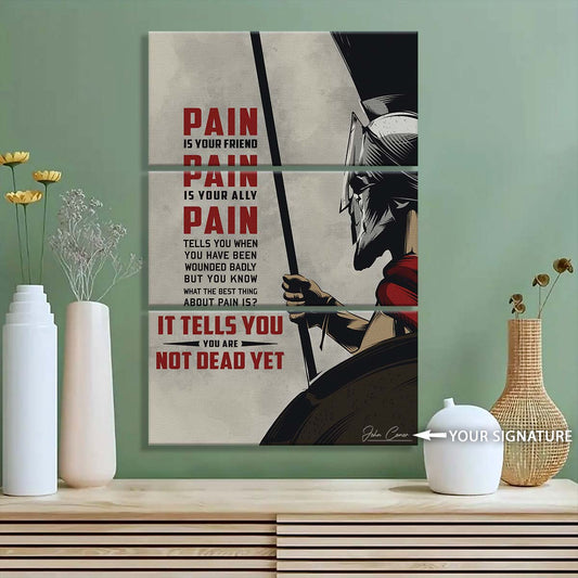 Spartan Warrior - 3 Piece Wall Art - WA011 - PAIN - You Are Not Dead Yet - Sparta - Leonidas - Gladiator - Spartan Warrior Canvas