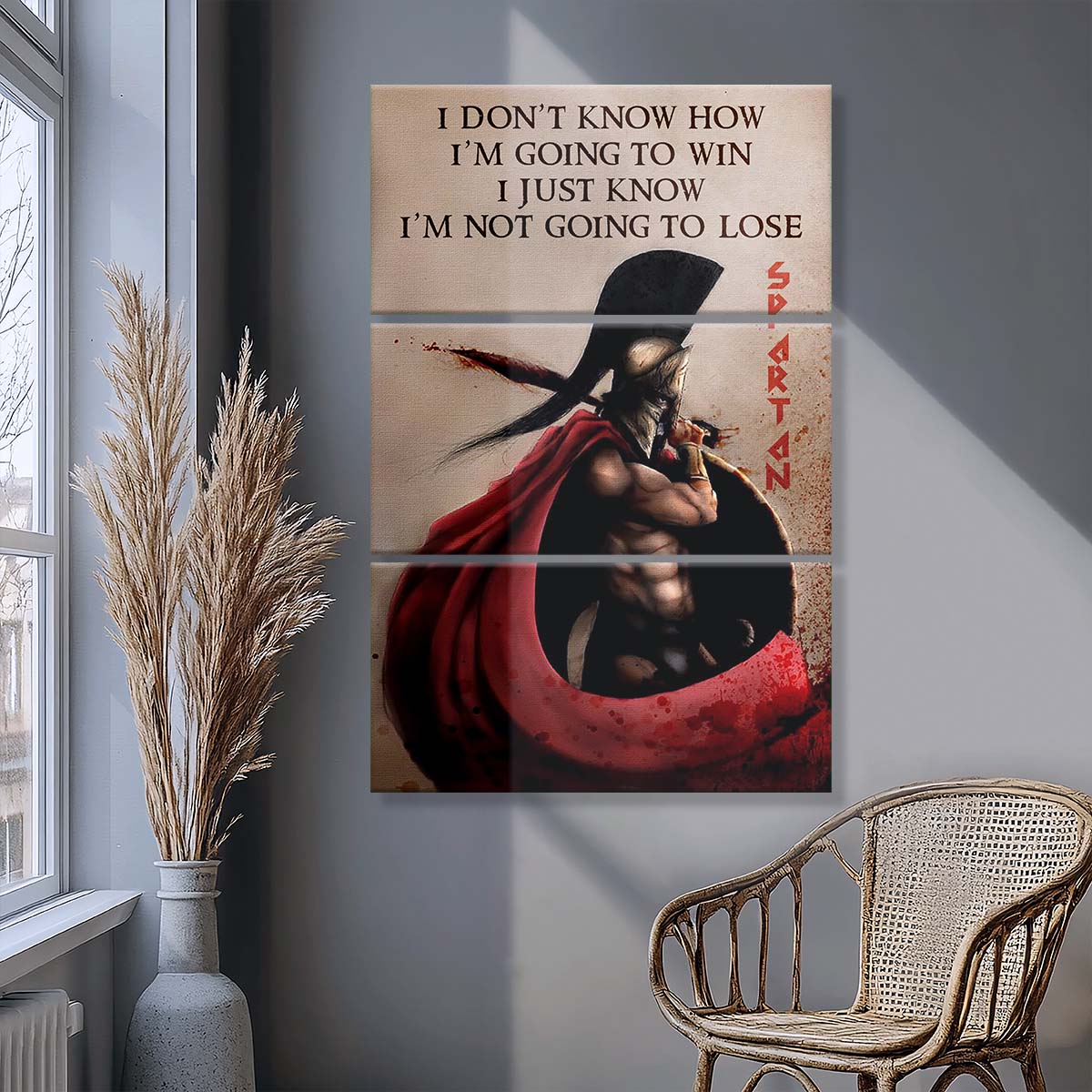 Spartan Warrior - 3 Piece Wall Art - WA053 - I’m Not Going To Lose - Sparta - Leonidas - Spartan Warrior Canvas