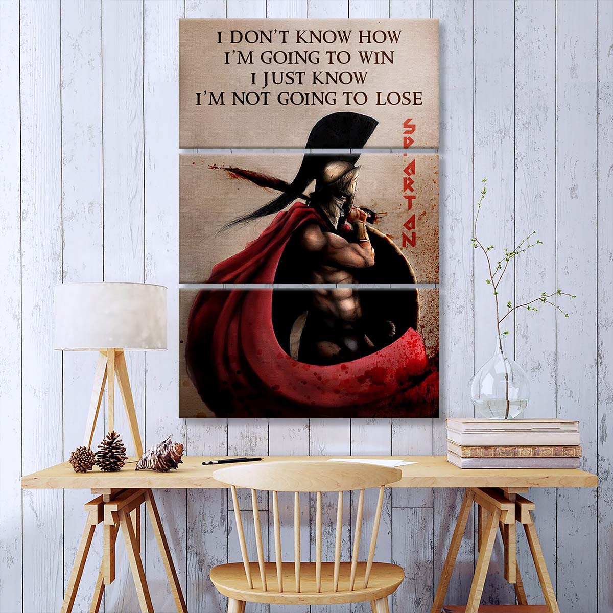 Spartan Warrior - 3 Piece Wall Art - WA053 - I’m Not Going To Lose - Sparta - Leonidas - Spartan Warrior Canvas