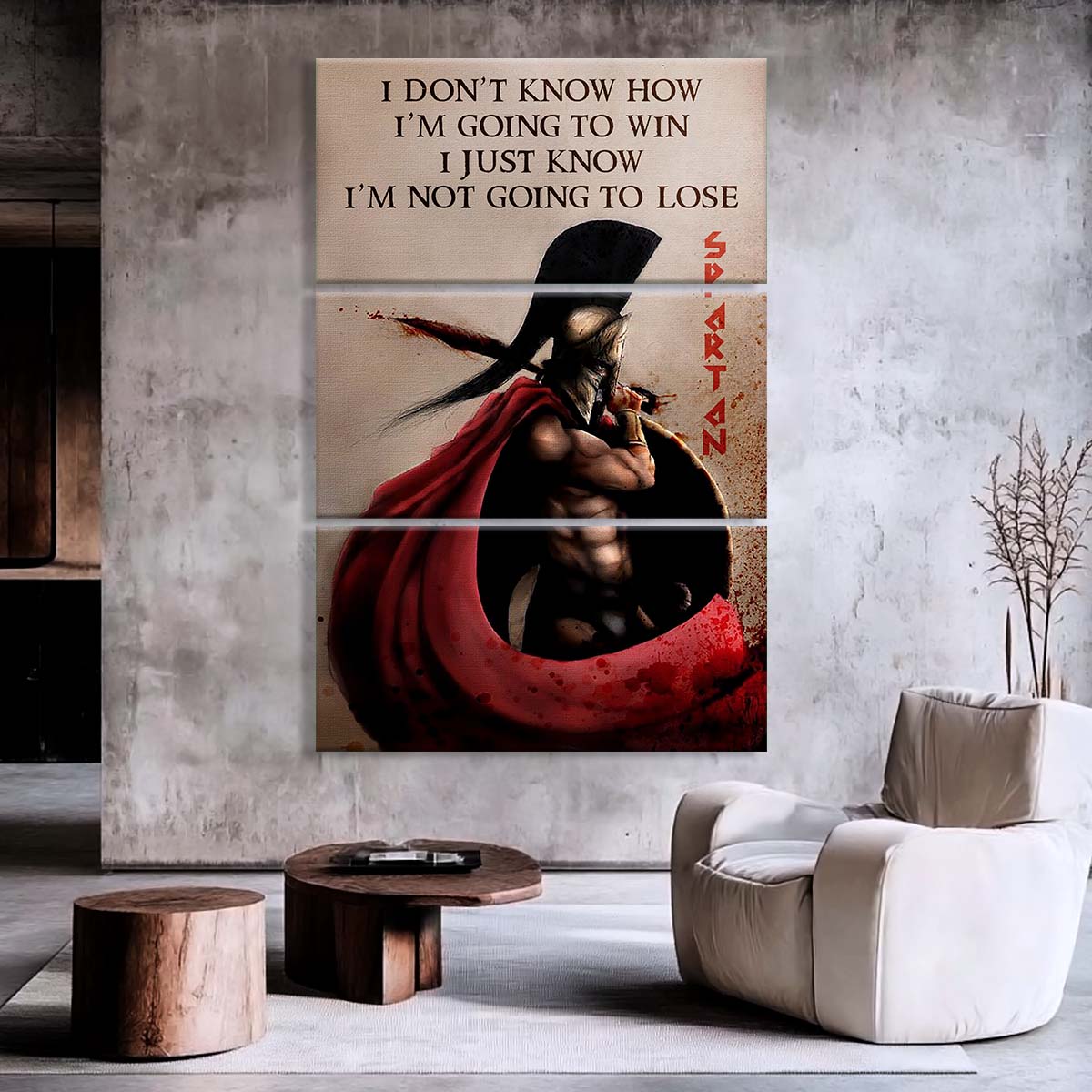 Spartan Warrior - 3 Piece Wall Art - WA053 - I’m Not Going To Lose - Sparta - Leonidas - Spartan Warrior Canvas