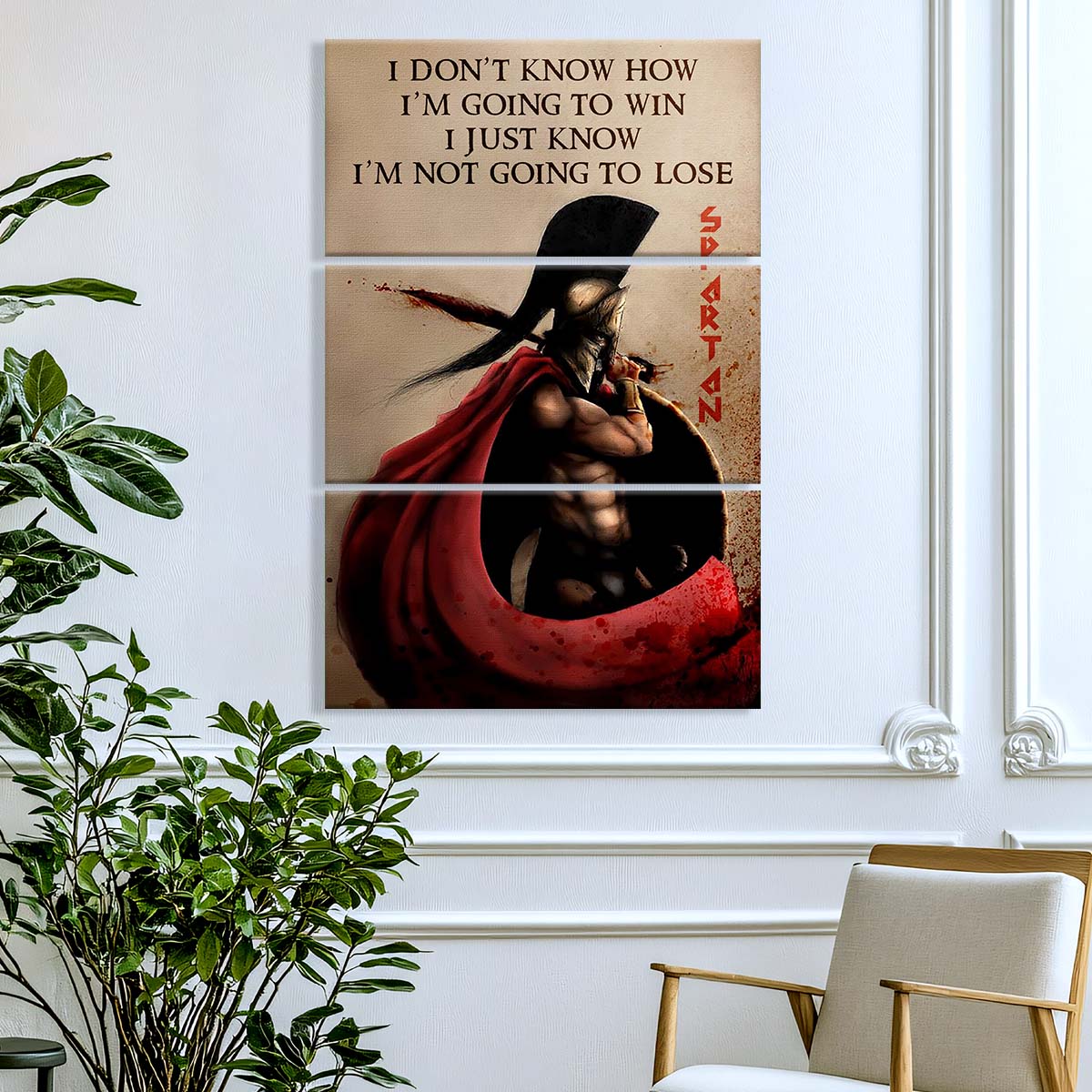 Spartan Warrior - 3 Piece Wall Art - WA053 - I’m Not Going To Lose - Sparta - Leonidas - Spartan Warrior Canvas