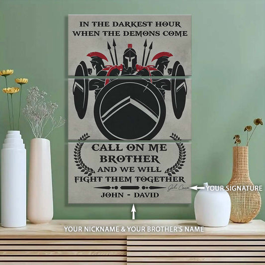 Spartan Warrior - 3 Piece Wall Art - WA084 - Call On me Brother - Sparta - Leonidas - Gladiator - Spartan Warrior Canvas