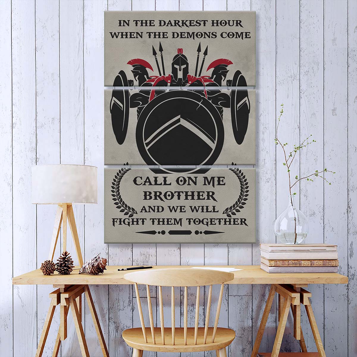 Spartan Warrior - 3 Piece Wall Art - WA084 - Call On me Brother - Sparta - Leonidas - Gladiator - Spartan Warrior Canvas