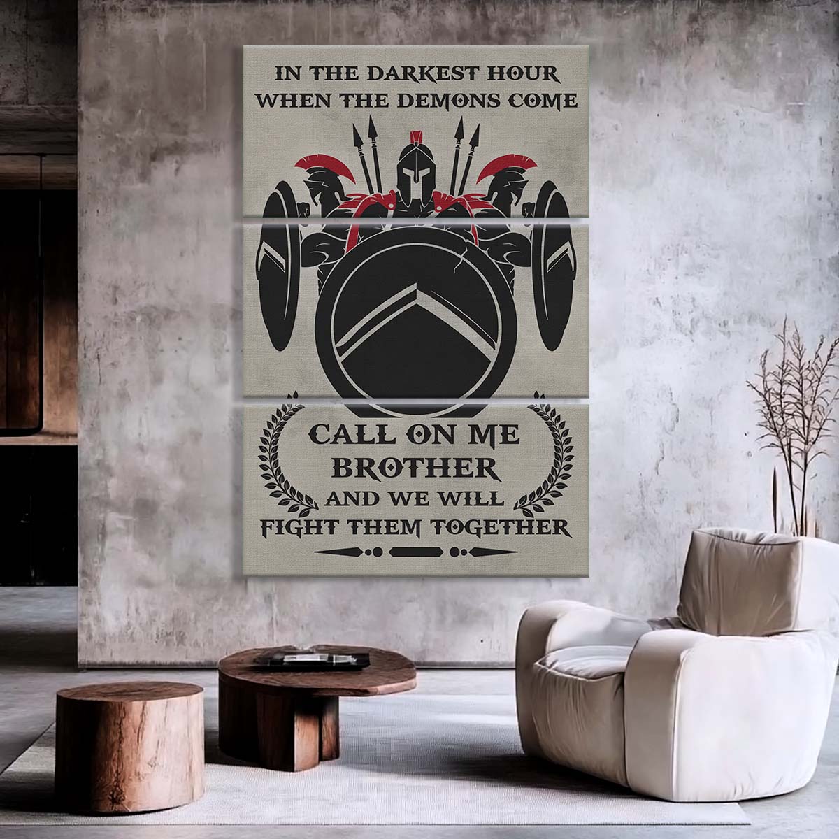 Spartan Warrior - 3 Piece Wall Art - WA084 - Call On me Brother - Sparta - Leonidas - Gladiator - Spartan Warrior Canvas