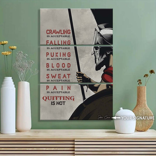 Spartan Warrior - 3 Piece Wall Art - WA018 - Quitting Is Not - Sparta - Leonidas - Gladiator - Spartan Warrior Canvas