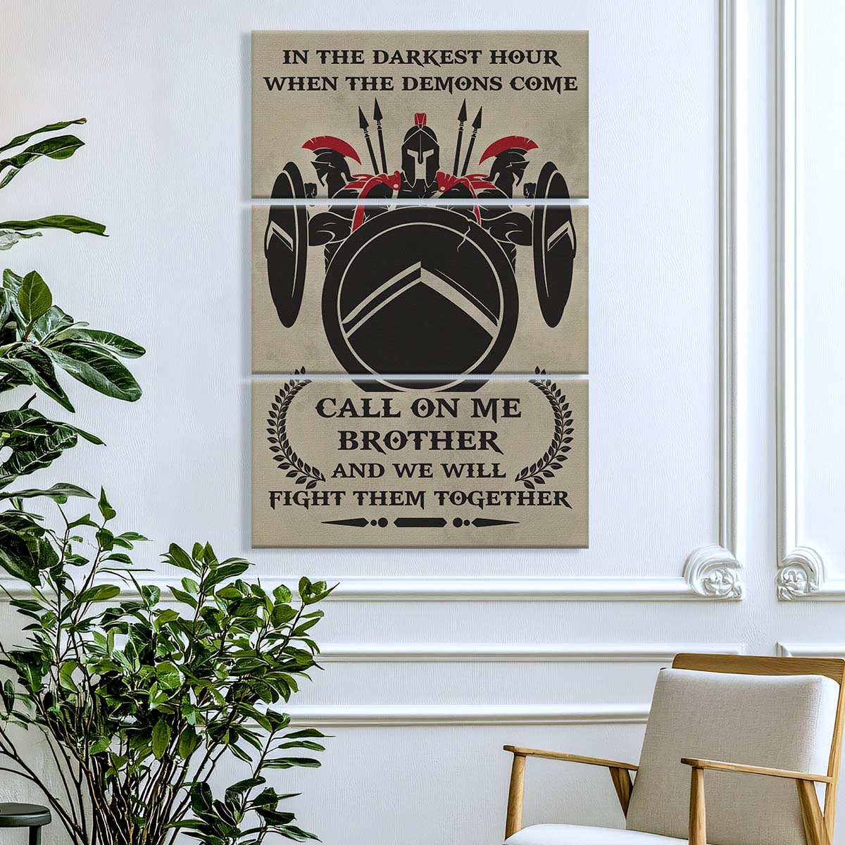 Spartan Warrior - 3 Piece Wall Art - WA084 - Call On me Brother - Sparta - Leonidas - Gladiator - Spartan Warrior Canvas