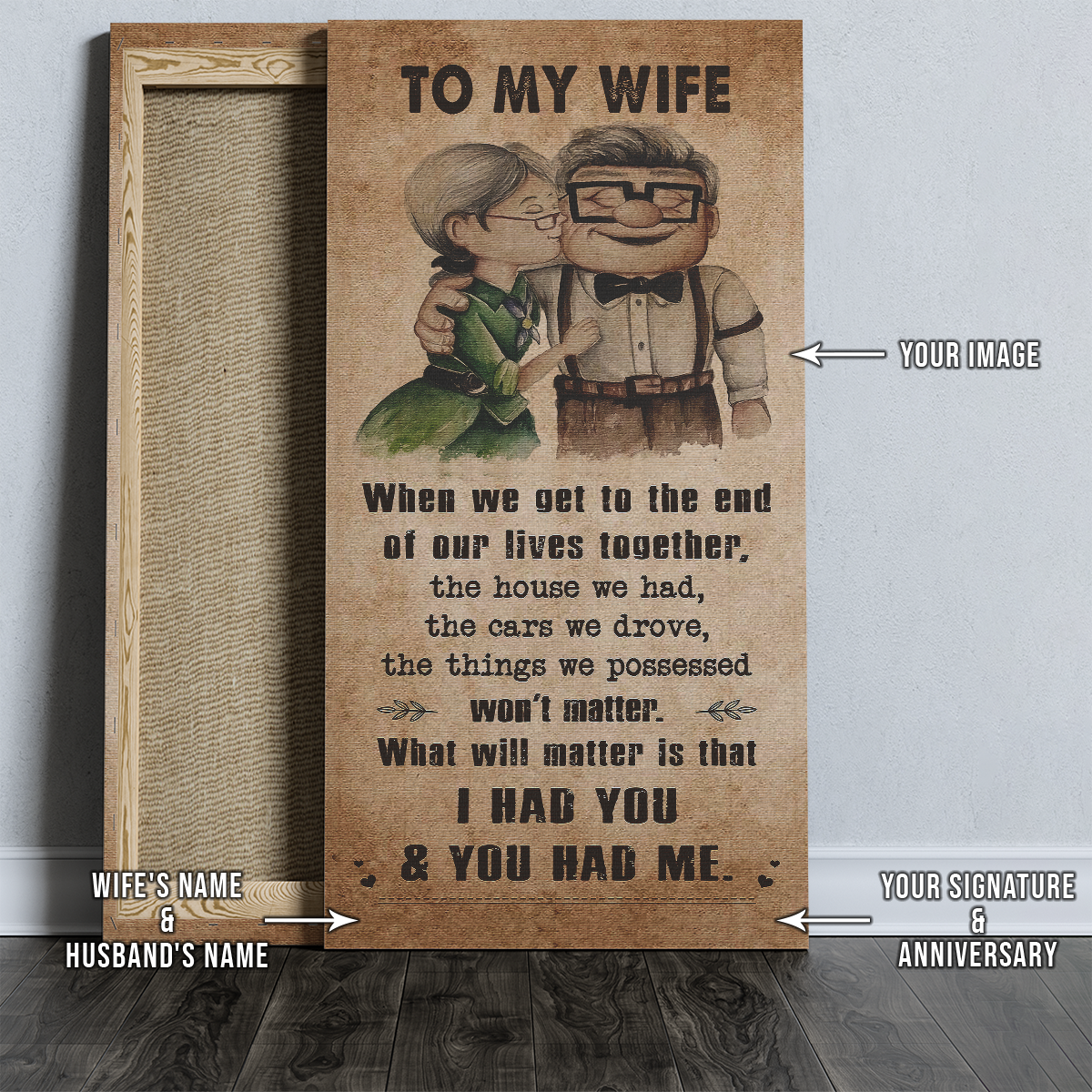 UP001 - To My Wife - I Had You And You Had Me - Carl & Ellie - Up (2009 film) - Vertical Poster - Vertical Canvas - Carl & Ellie Poster