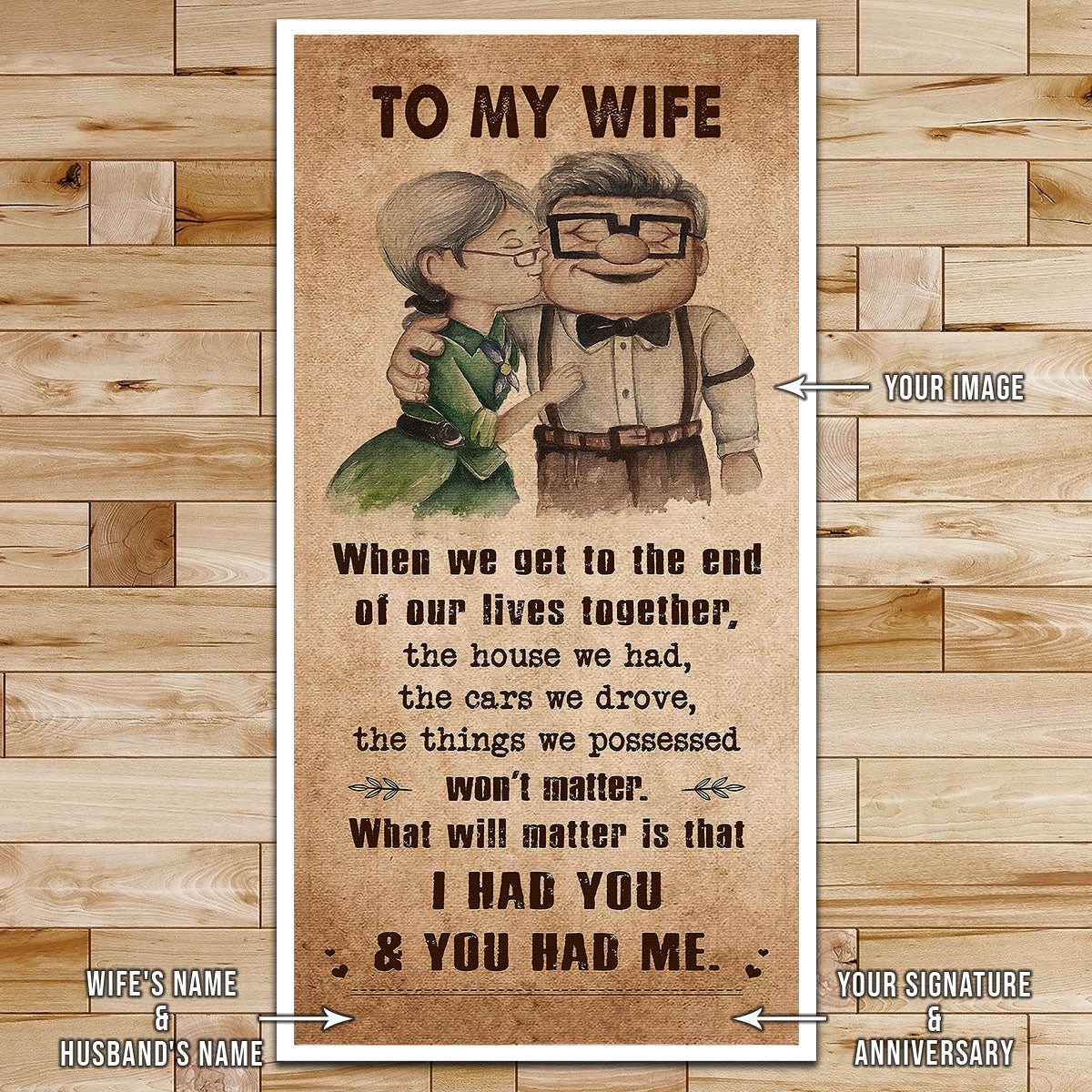 UP001 - To My Wife - I Had You And You Had Me - Carl & Ellie - Up (2009 film) - Vertical Poster - Vertical Canvas - Carl & Ellie Poster