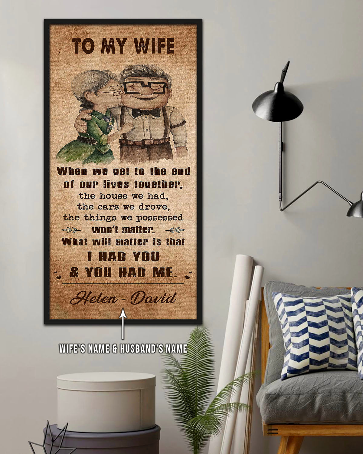 UP001 - To My Wife - I Had You And You Had Me - Carl & Ellie - Up (2009 film) - Vertical Poster - Vertical Canvas - Carl & Ellie Poster