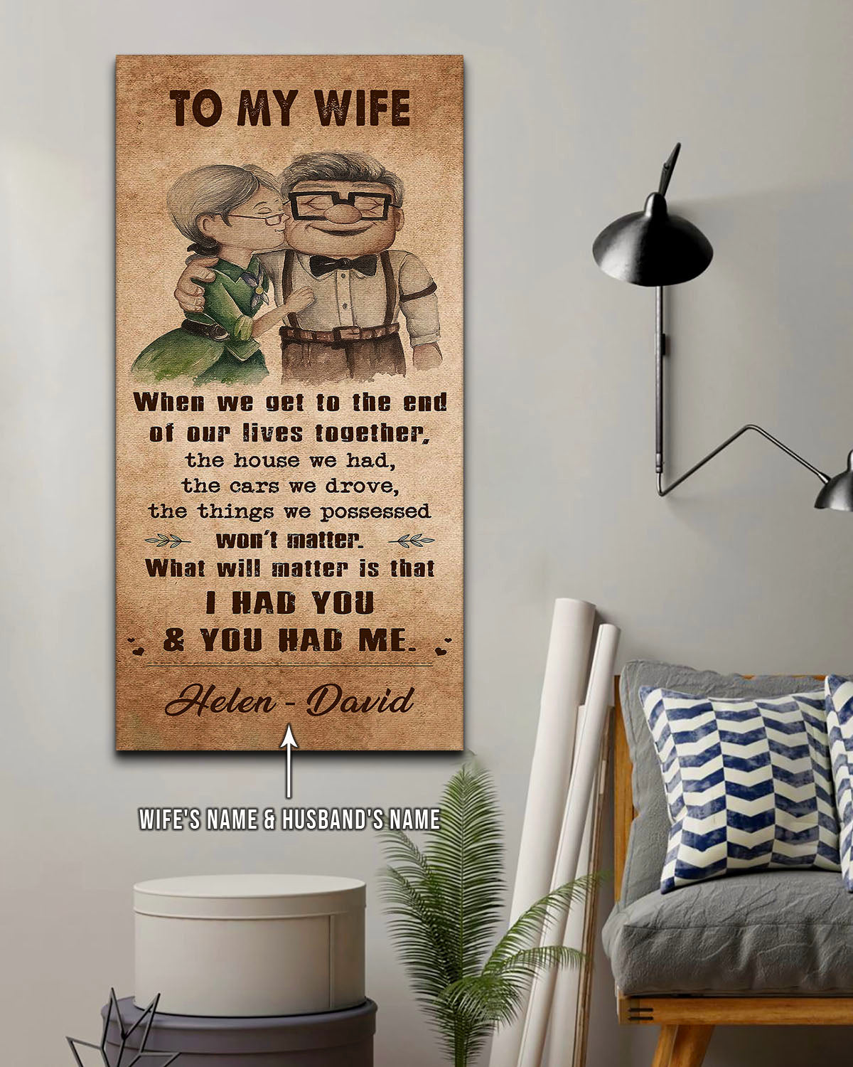 UP001 - To My Wife - I Had You And You Had Me - Carl & Ellie - Up (2009 film) - Vertical Poster - Vertical Canvas - Carl & Ellie Poster