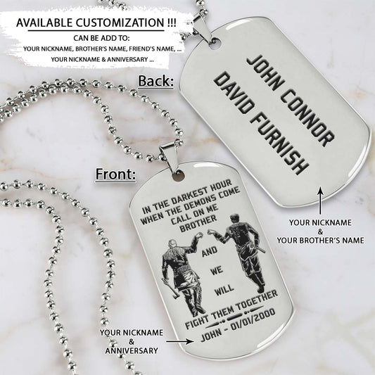 Viking Dog Tag - Call On Me Brother - Ragnar Lothbrok - Floki - Valhalla - Norse Mythology - Scandinavian - Viking Necklace - Engrave Dog Tag