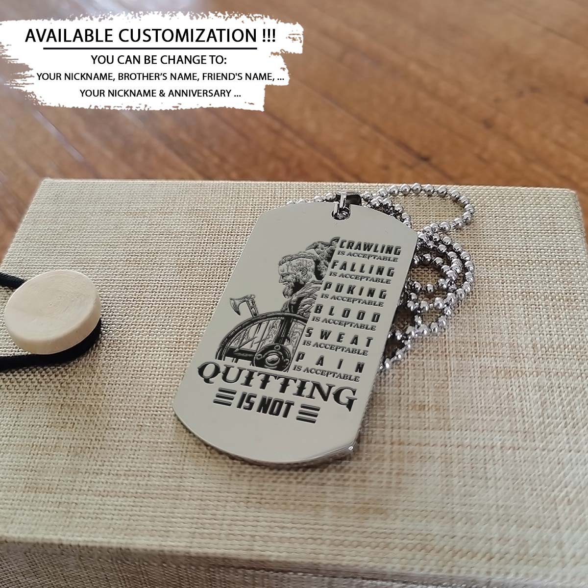 Viking Dog Tag - Quitting Is Not - Ragnar Lothbrok - Valhalla - Norse Mythology - Scandinavian - Viking Necklace - Engrave Dog Tag