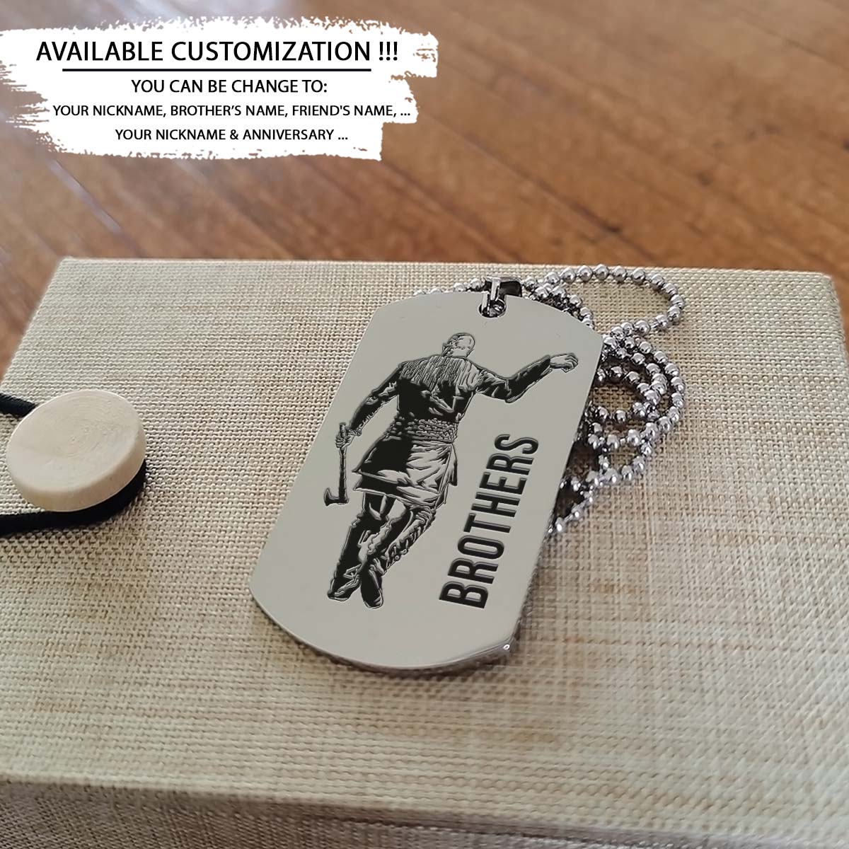 Viking Dog Tag - Brothers Forever - Ragnar Lothbrok - Floki - Valhalla - Norse Mythology - Scandinavian - Viking Necklace - Engrave Dog Tag
