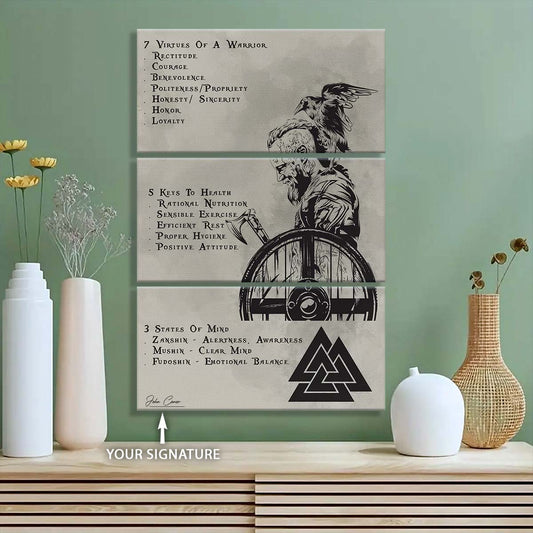 Viking - 3 Piece Wall Art - VK017 - 7 5 3 CODE - Ragnar Lothbrok - Viking Canvas