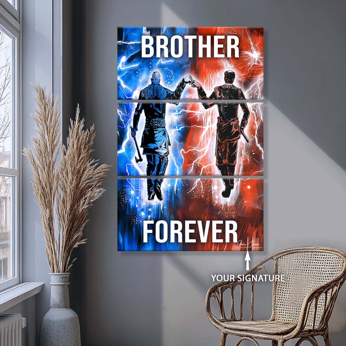 Viking - 3 Piece Wall Art - VK062 - Brother Forever - Ragnar Lothbrok - Floki - Viking Canvas