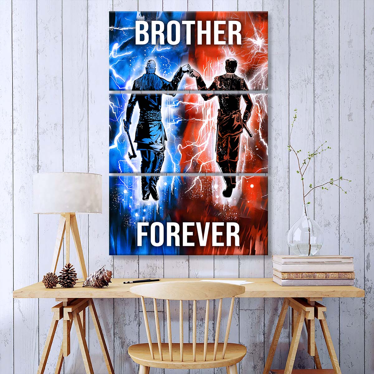 Viking - 3 Piece Wall Art - VK062 - Brother Forever - Ragnar Lothbrok - Floki - Viking Canvas