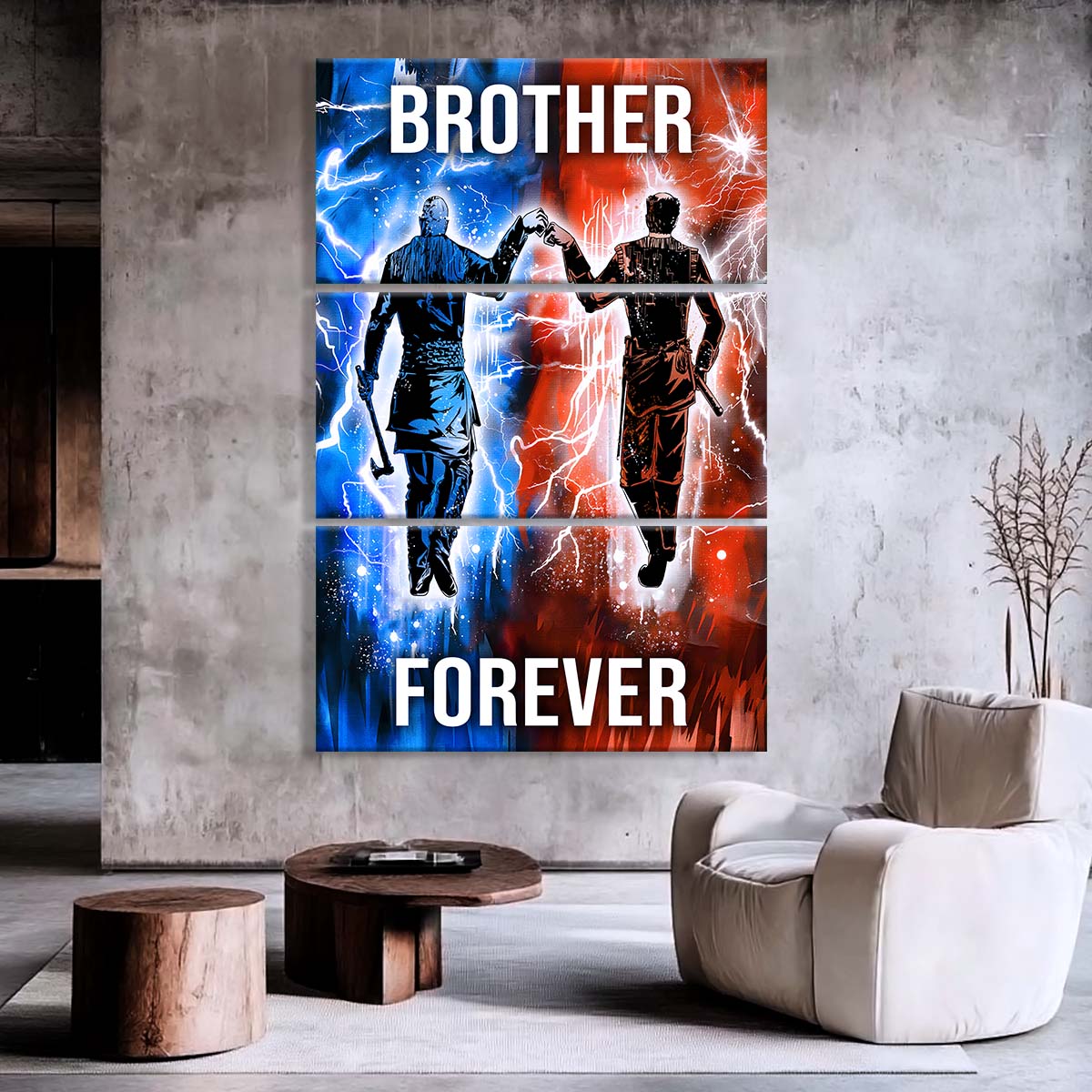 Viking - 3 Piece Wall Art - VK062 - Brother Forever - Ragnar Lothbrok - Floki - Viking Canvas