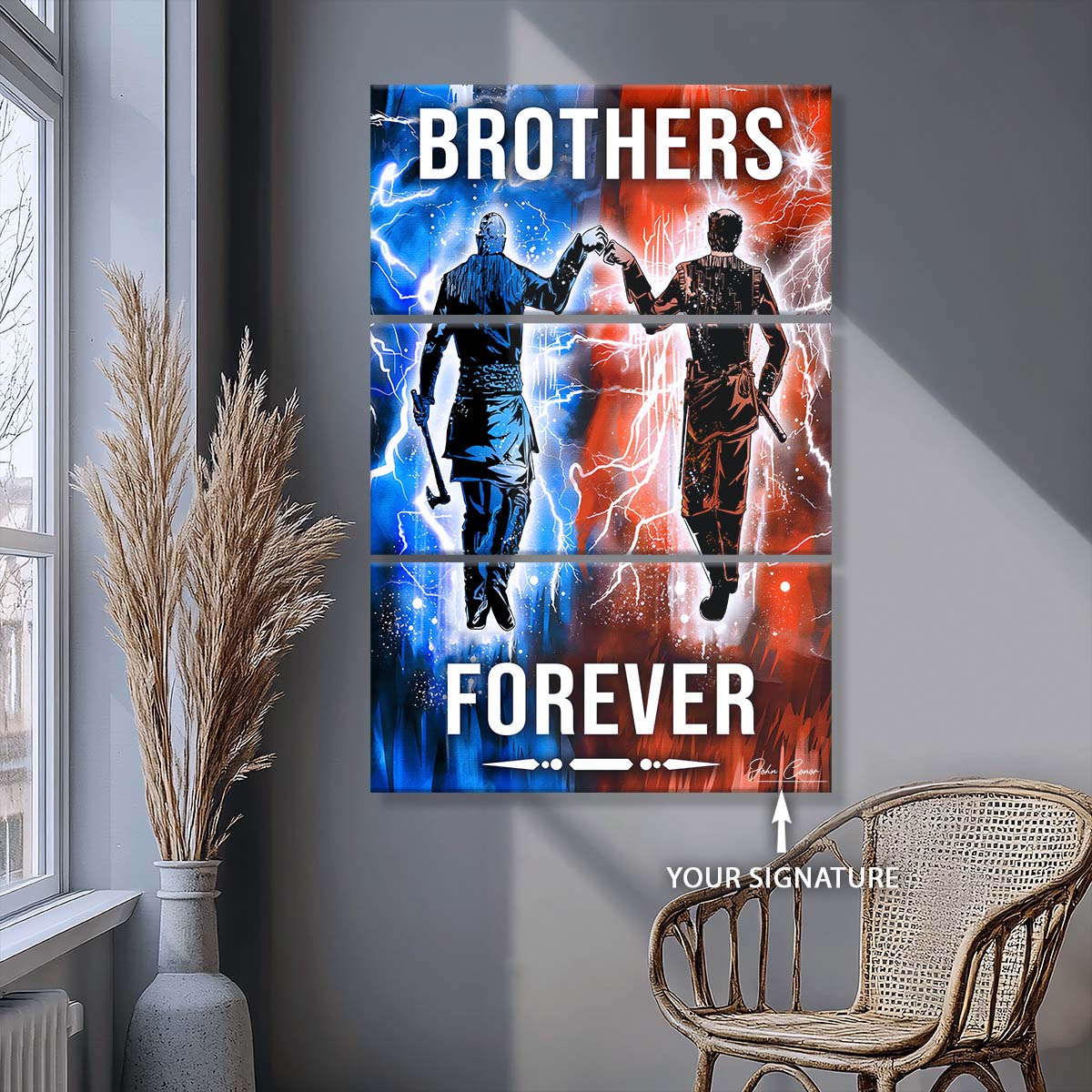 Viking - 3 Piece Wall Art - VK063 - Brothers Forever - Ragnar Lothbrok - Floki - Viking Canvas