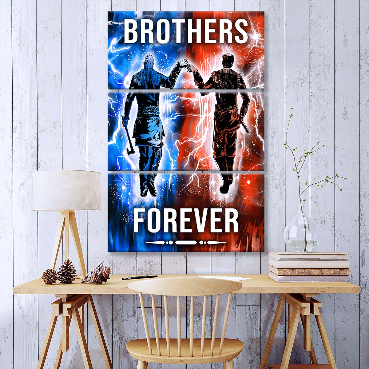 Viking - 3 Piece Wall Art - VK063 - Brothers Forever - Ragnar Lothbrok - Floki - Viking Canvas