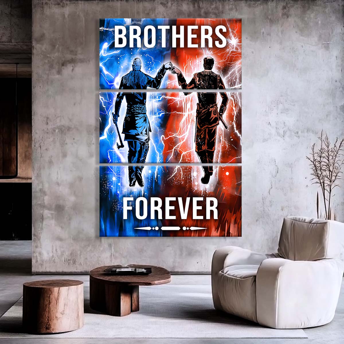Viking - 3 Piece Wall Art - VK063 - Brothers Forever - Ragnar Lothbrok - Floki - Viking Canvas