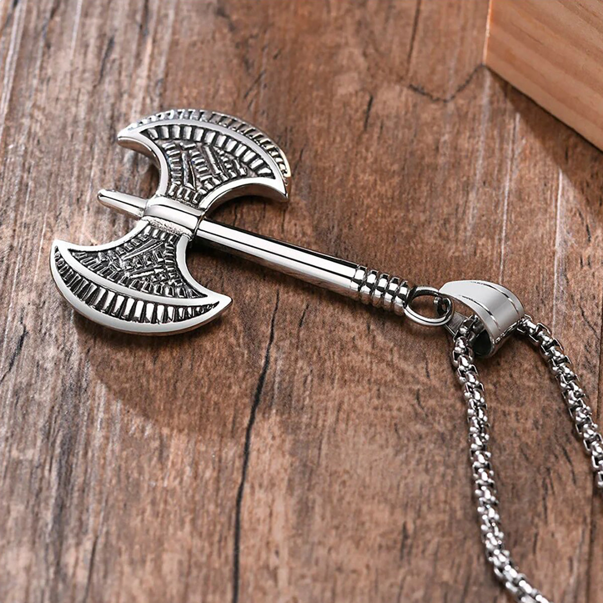 viking - gothic viking men axe necklace, retro nordic almut stainless steel pendant, chunky punk boy neck collar