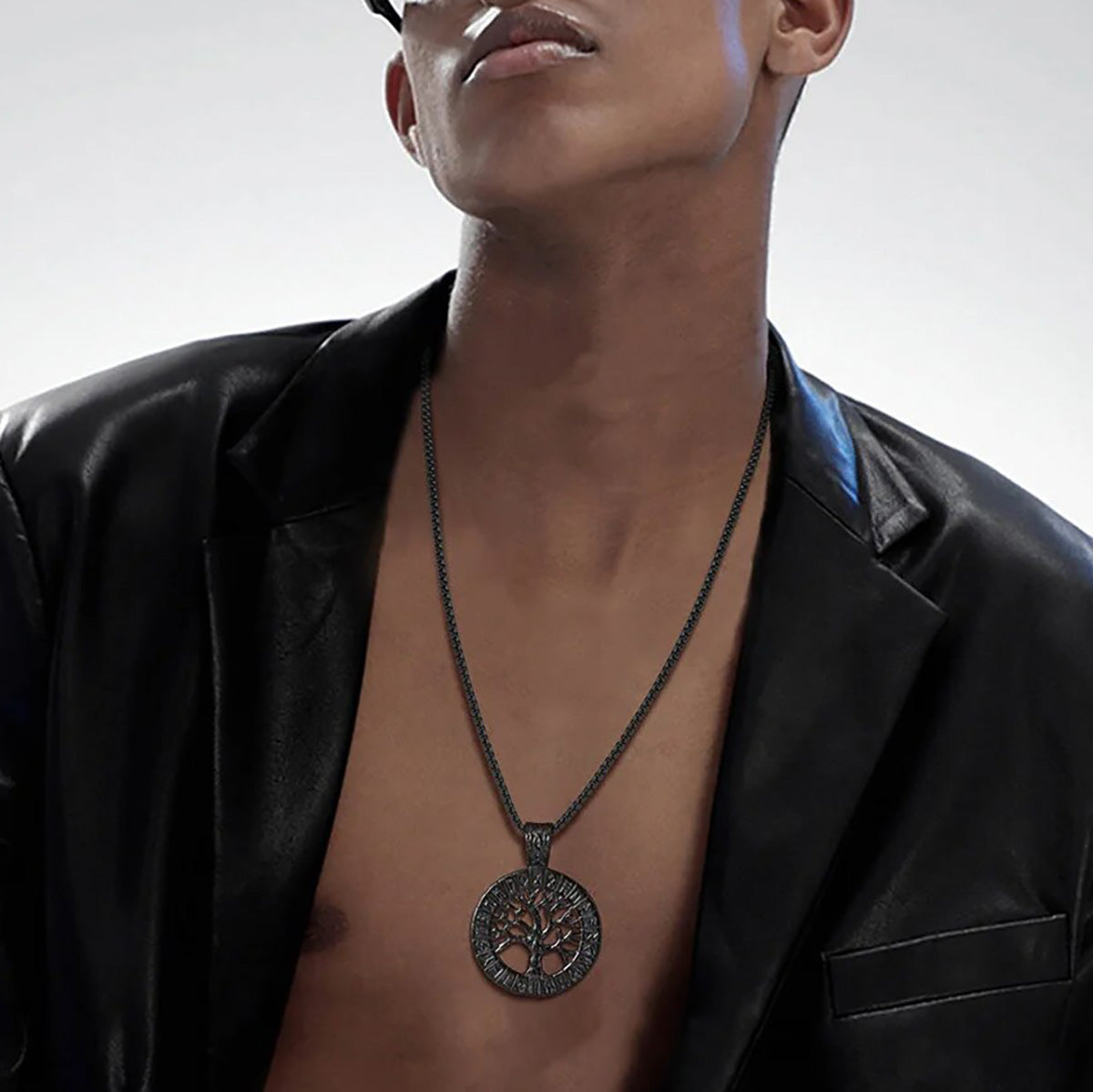 Viking - Rock Punk Men Norse Viking Necklaces Mythology Runes Amulet Jewelry, Stainless Steel The Tree Of Life Pendant Collar