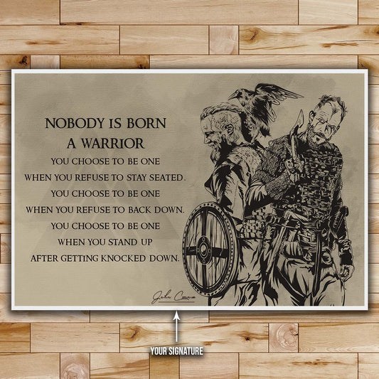 Viking Wall Art - Viking Poster - Viking Canvas - Nobody Is Born A Warrior - Ragnar Lodbrok - Floki - VK026 - Horizontal Poster - Horizontal Canvas
