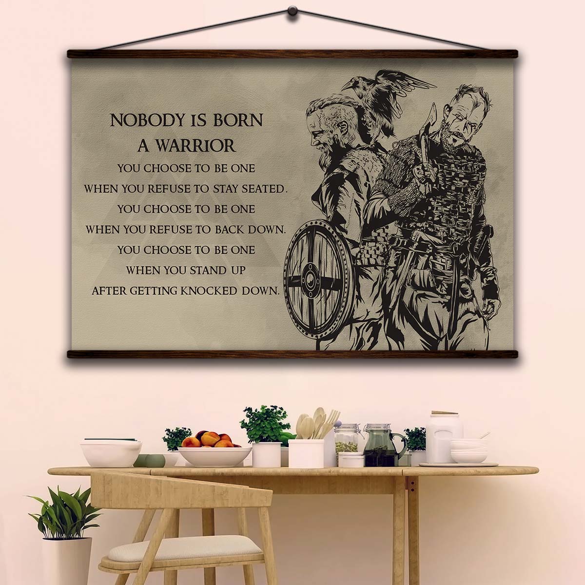 Viking Wall Art - Viking Poster - Viking Canvas - Nobody Is Born A Warrior - Ragnar Lodbrok - Floki - VK026 - Horizontal Poster - Horizontal Canvas