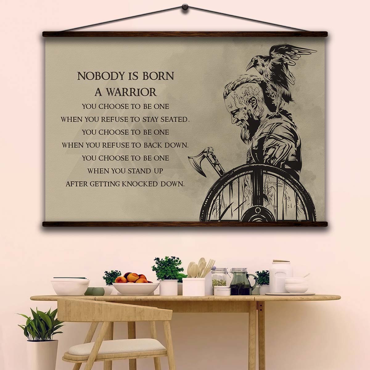 Viking Wall Art - Viking Poster - Viking Canvas - Nobody Is Born A Warrior - Ragnar Lodbrok - VK042 - Horizontal Poster - Horizontal Canvas
