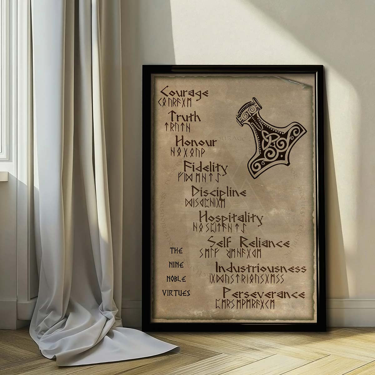 Viking Wall Art - Viking Poster - Viking Canvas - The Nine Noble Virtues - VK001 - Vertical Poster - Vertical Canvas