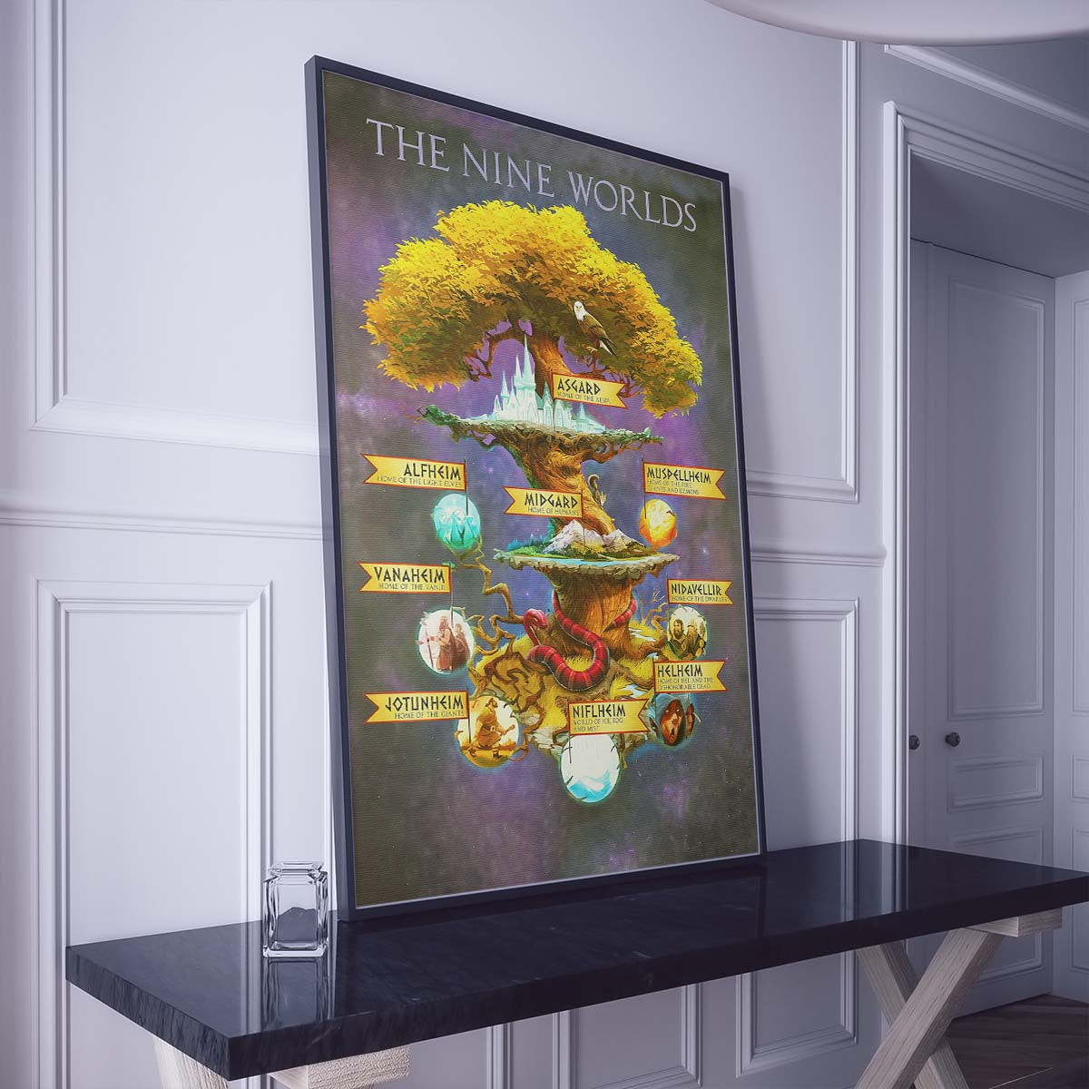 Viking Wall Art - Viking Poster - Viking Canvas - The Nine Worlds - VK008 - Vertical Poster - Vertical Canvas