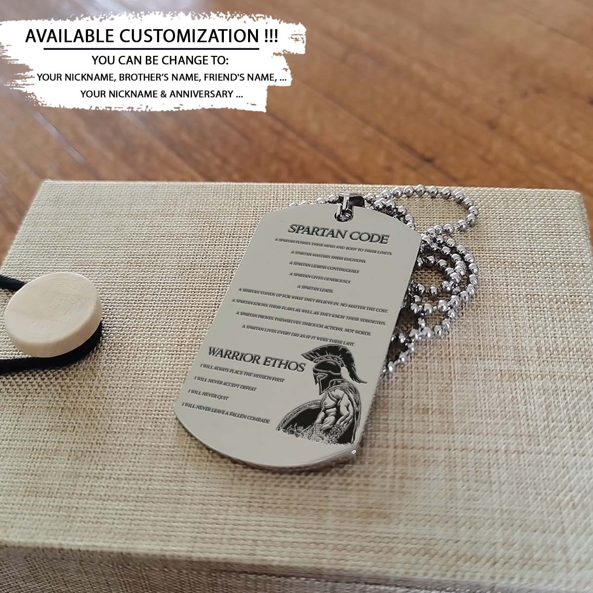 Spartan Dog Tag - Spartan Code - Spartan Warrior - Sparta - Leonidas - Gladiator - Spartan Necklace - Engrave Dog Tag