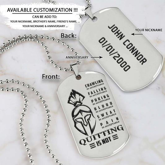 Spartan Dog Tag - Quitting Is Not - Spartan Warrior - Sparta - Leonidas - Gladiator - Spartan Necklace - Engrave Dog Tag