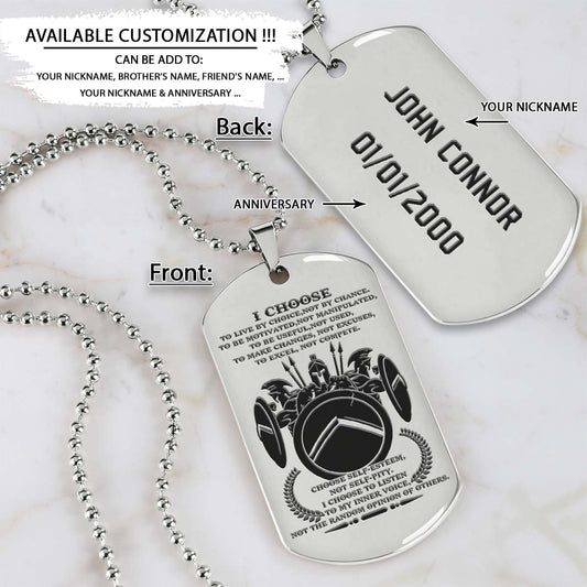 Spartan Dog Tag - I Choose - Spartan Warrior - Sparta - Leonidas - Gladiator - Spartan Necklace - Engrave Dog Tag